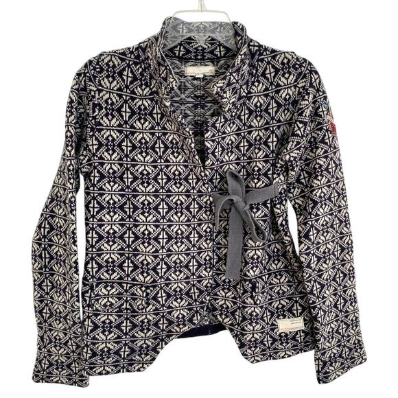 Odd Molly Lovely Knit Fair Isle Wool Sweater Wrap Tie Cardigan Anthropologie Med - Picture 1 of 10